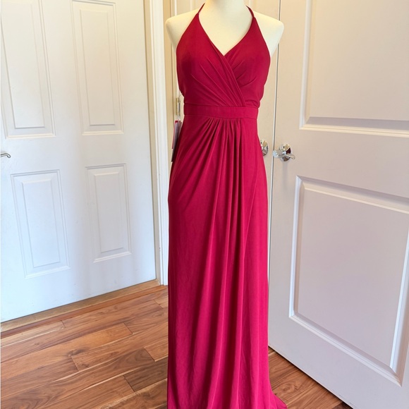JJs House Raspberry Red Halter Maxi Dress - Picture 3 of 13